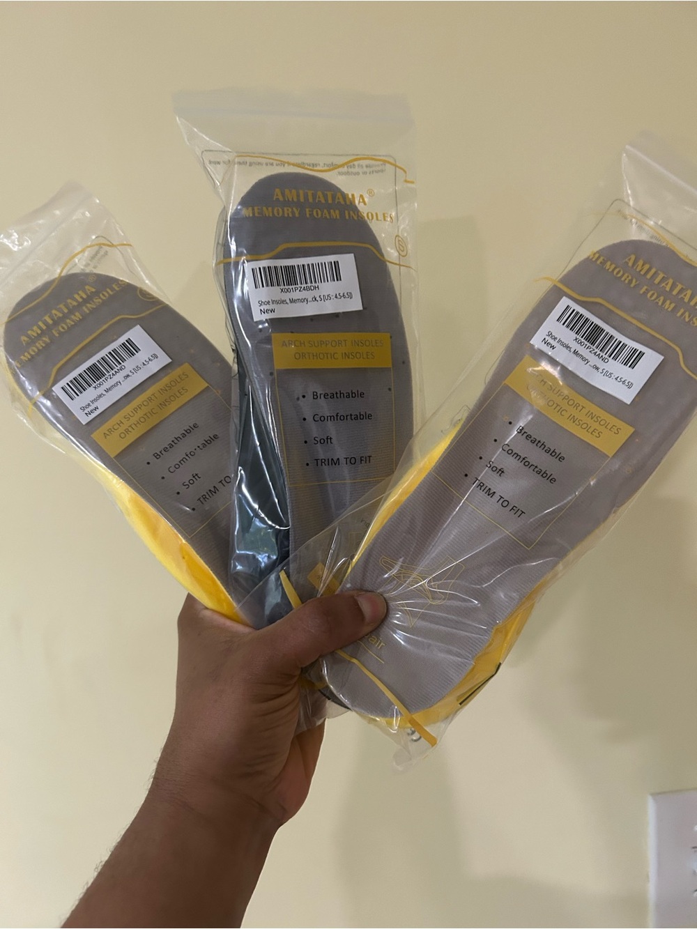 AMITAIANA Memory Foam Insoles - Gray with Yellow Accents (3 Pair)+ sketchers